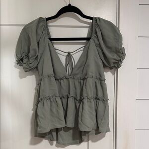 Sage green women’s peplum top